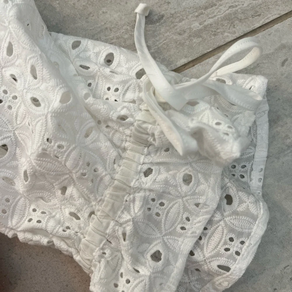 Anthropologie White Eyelet Ruffle Blouse